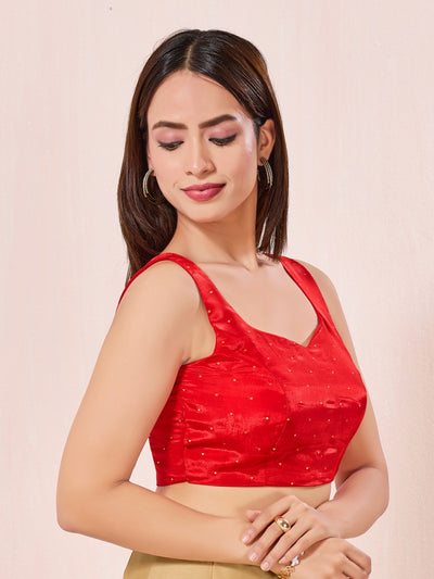 Vamas Pure Crepe Silk Paan Neckline Sleeveless Blouse