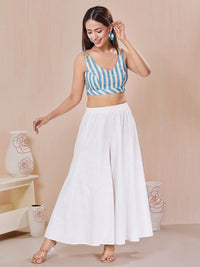 Breezy Summer Sleeveless Printed Yoke Blouse