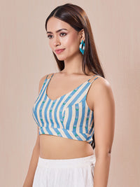 Breezy Summer Sleeveless Printed Yoke Blouse