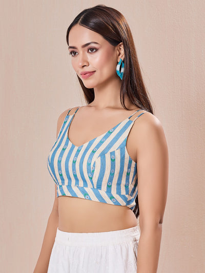 Breezy Summer Sleeveless Printed Yoke Blouse