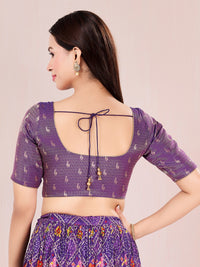 Ethic Butta Weaved Zari Brocade Round Neck Blouse
