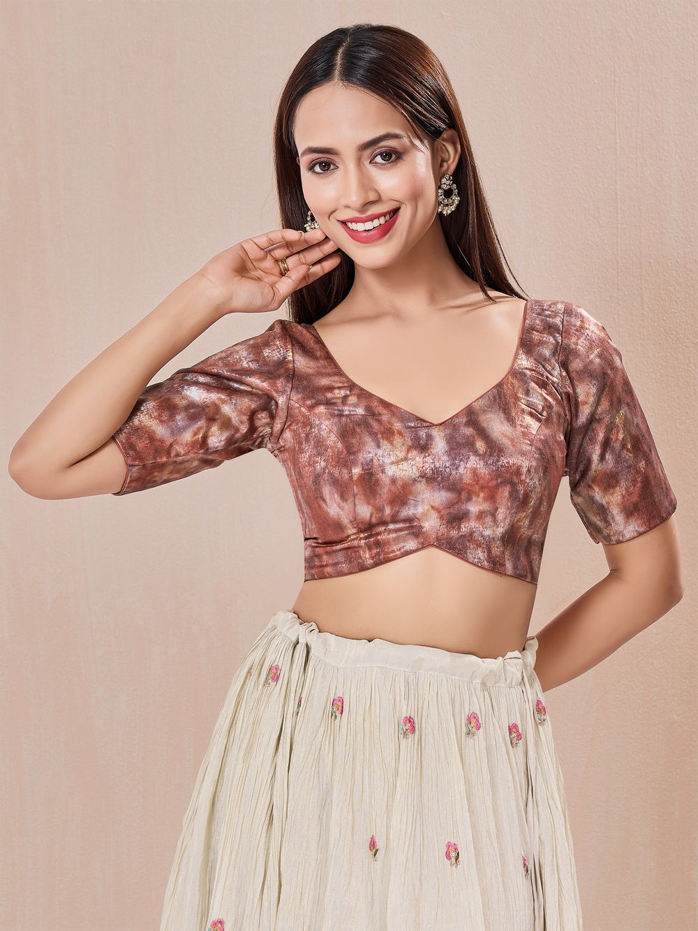 Vamas Velvet Paan Neck Blouse