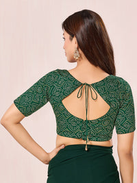 Vamas Gajji Silk Bandhani Printed Elbow Sleeves Blouses