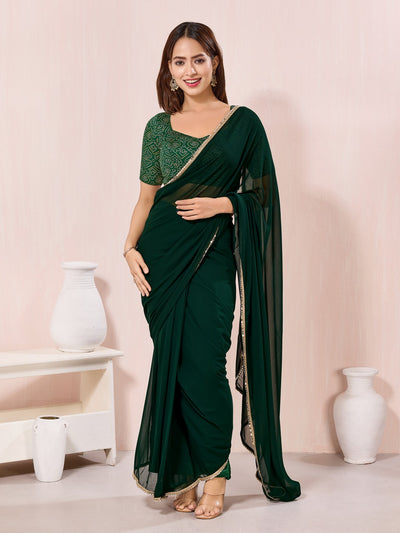Vamas Gajji Silk Bandhani Printed Elbow Sleeves Blouses