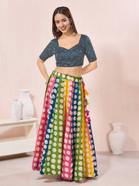 Vamas Gajji Silk Bandhani Printed Elbow Sleeves Blouses