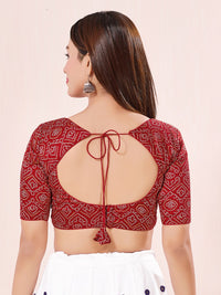 Vamas Gajji Silk Bandhani Printed Elbow Sleeves Blouses