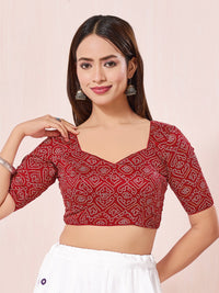 Vamas Gajji Silk Bandhani Printed Elbow Sleeves Blouses