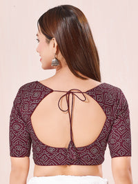 Vamas Gajji Silk Bandhani Printed Elbow Sleeves Blouses
