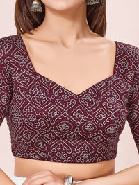 Vamas Gajji Silk Bandhani Printed Elbow Sleeves Blouses