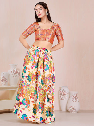 Zari Brocade With Ethnic Weaving Round Neck Blouse