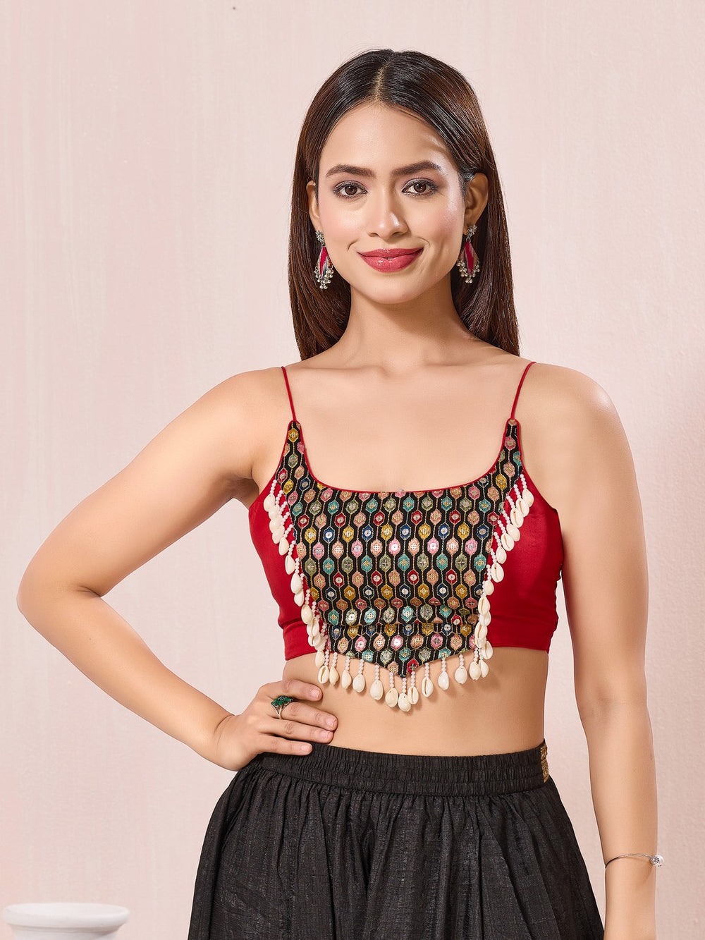 Vamas Navratri Special Kodi Lace Yoke Spaghetti Blouse
