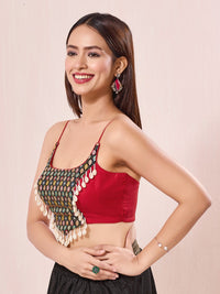 Vamas Navratri Special Kodi Lace Yoke Spaghetti Blouse
