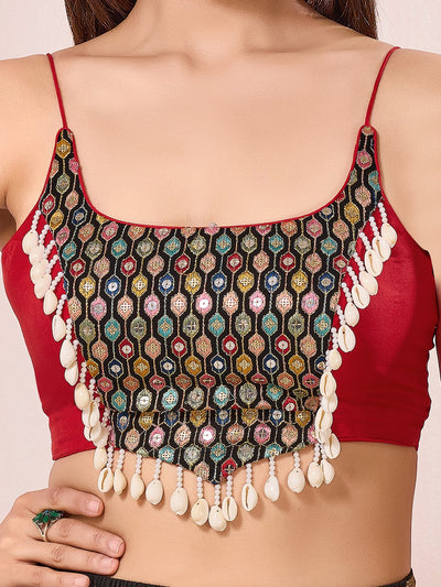 Vamas Navratri Special Kodi Lace Yoke Spaghetti Blouse