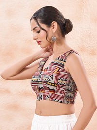 Vamas Cotton Reversible Dual Printed V Neck Side Stretch Blouse