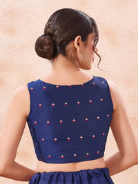 Vamas Reversible Laheriya Printed With Taffeta Butti V Neck Side Stretch Blouse