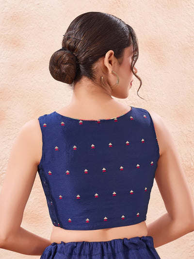 Vamas Reversible Laheriya Printed With Taffeta Butti V Neck Side Stretch Blouse