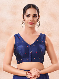 Vamas Reversible Laheriya Printed With Taffeta Butti V Neck Side Stretch Blouse