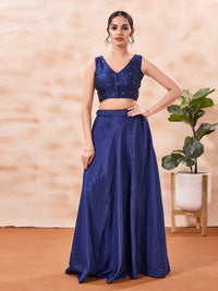 Vamas Reversible Laheriya Printed With Taffeta Butti V Neck Side Stretch Blouse