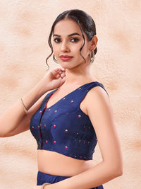 Vamas Reversible Laheriya Printed With Taffeta Butti V Neck Side Stretch Blouse