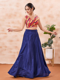 Vamas Reversible Laheriya Printed With Taffeta Butti V Neck Side Stretch Blouse