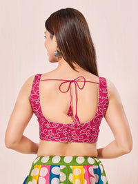 Vamas Navratri Special Cotton Bandhani Printed Round Neck Blouse