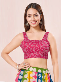 Vamas Navratri Special Cotton Bandhani Printed Round Neck Blouse