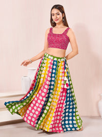 Vamas Navratri Special Cotton Bandhani Printed Round Neck Blouse