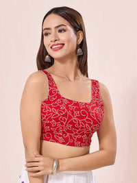 Vamas Navratri Special Cotton Bandhani Printed Round Neck Blouse