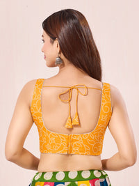 Vamas Navratri Special Cotton Bandhani Printed Round Neck Blouse