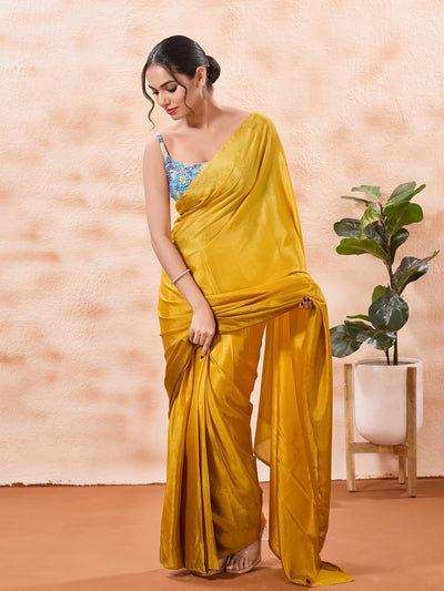 Vamas Reversible Vibrant Printed Yellow With Rama Sleeveless Side Stretch Blouse