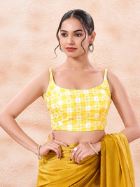 Vamas Reversible Vibrant Printed Yellow With Rama Sleeveless Side Stretch Blouse
