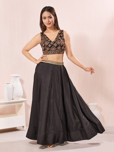 Heavy Abhala Embroidered Multicolored V Neck Navratri Blouse