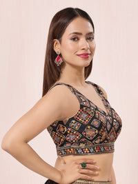 Heavy Abhala Embroidered Multicolored V Neck Navratri Blouse