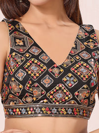 Heavy Abhala Embroidered Multicolored V Neck Navratri Blouse