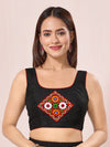 Vamas Navratri Mirror Work Round Neck Sleeveless Blouse