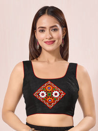 Vamas Navratri Mirror Work Round Neck Sleeveless Blouse