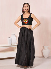 Vamas Navratri Mirror Work Round Neck Sleeveless Blouse
