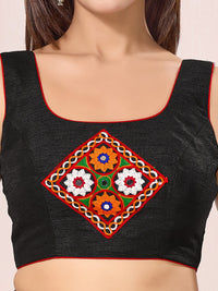 Vamas Navratri Mirror Work Round Neck Sleeveless Blouse