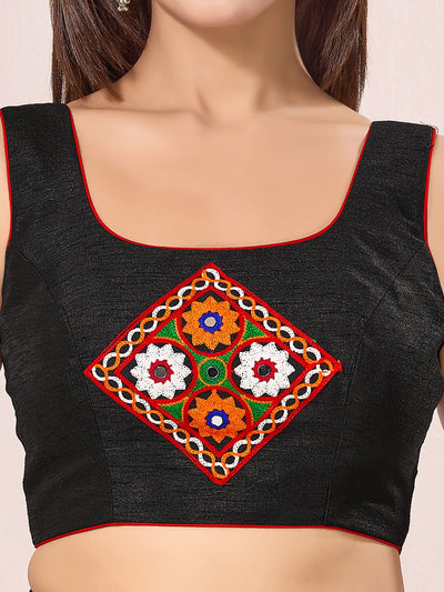 Vamas Navratri Mirror Work Round Neck Sleeveless Blouse