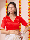 Vamas Durga Pooja Special V Neck Elbow Sleeves Pleated Blouse