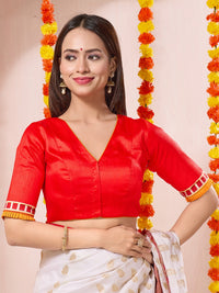 Vamas Durga Pooja Special V Neck Elbow Sleeves Pleated Blouse