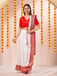 Vamas Durga Pooja Special V Neck Elbow Sleeves Pleated Blouse
