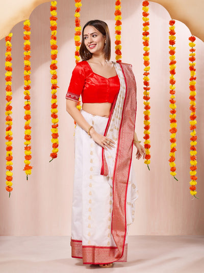 Vamas Durga Pooja Special Sweetheart Neck Elbow Sleeves Blouse