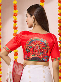 Vamas Durga Pooja Special Round Neck Elbow Sleeves Blouse