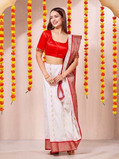 Vamas Durga Pooja Special Round Neck Elbow Sleeves Blouse