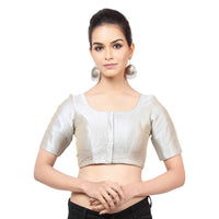 Vamas Mulbury Silk Round Neck Elbow Length Blouse