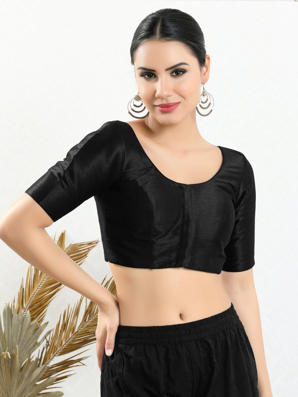 Vamas Mulbury Silk Round Neck Elbow Length Blouse