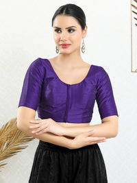 Vamas Mulbury Silk Round Neck Elbow Length Blouse