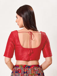Vamas Mulbury Silk Round Neck Elbow Length Blouse