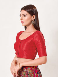 Vamas Mulbury Silk Round Neck Elbow Length Blouse